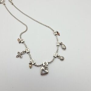 BRIGHTON‎ 'Cross Hearts' Necklace Reversible Pearl Crystals Silver Plate 18"